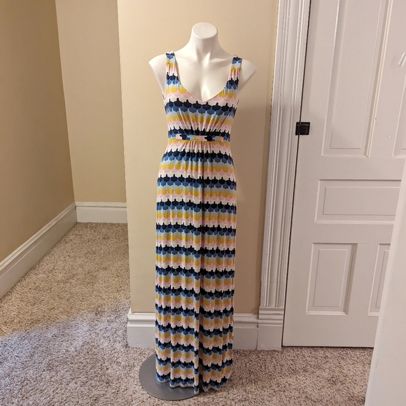 chinese dress ladies Multi Tiered Maxi Dress-Multi Clipped Stripe